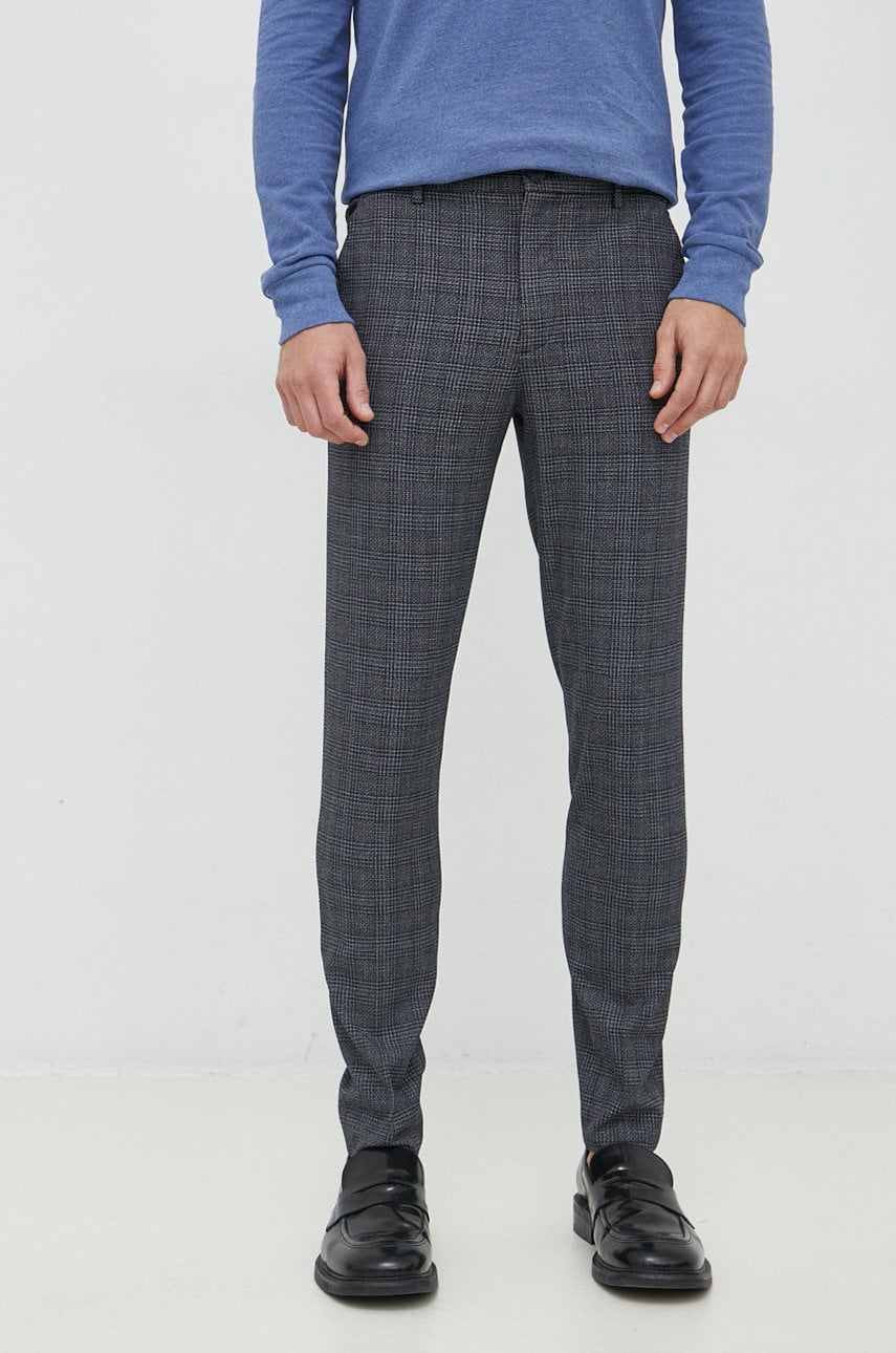 Selected homme pantaloni barbati, culoarea albastru marin, mulata