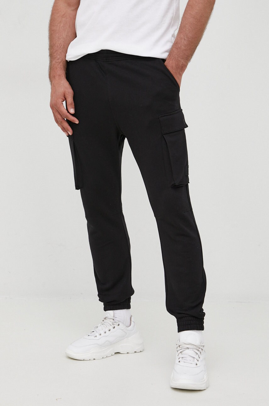 G-star raw pantaloni de trening barbati, culoarea negru, neted