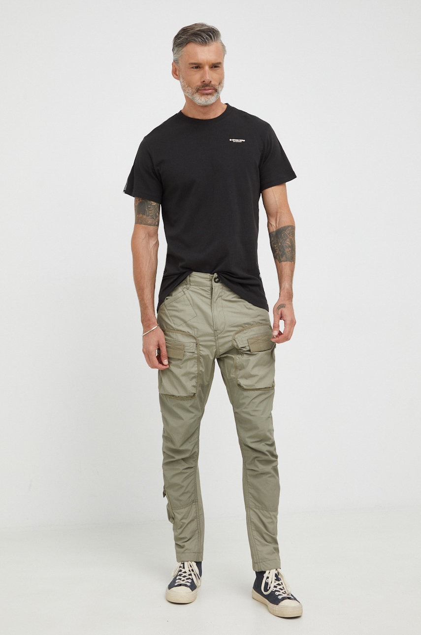 

Хлопковые брюки G-Star Raw мужские цвет зелёный со шнуровкой