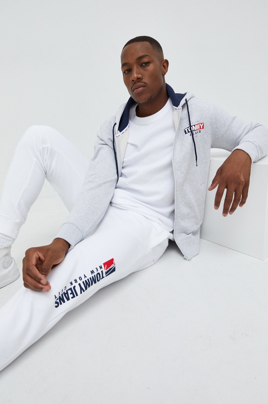 

Спортивні штани Tommy Jeans чоловічі колір білий з принтом
