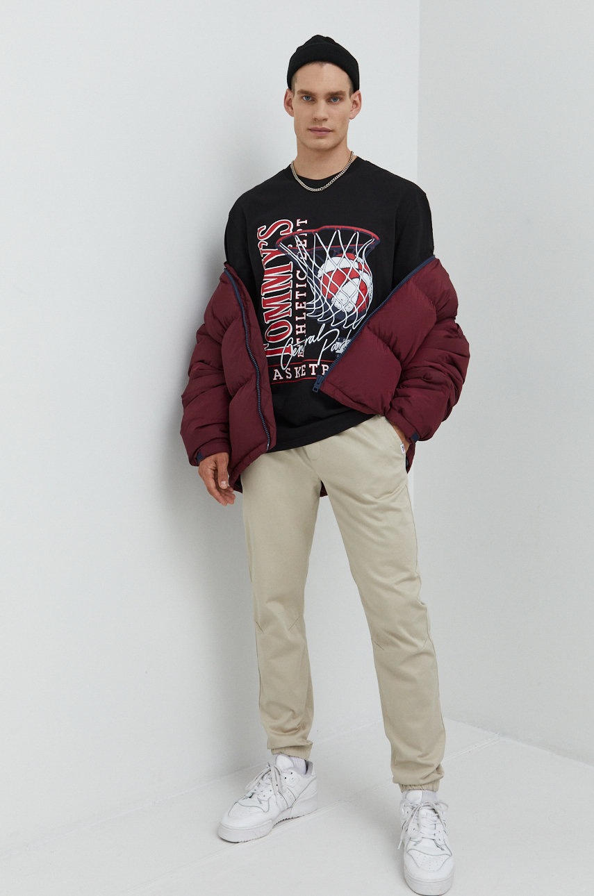 

Брюки Tommy Jeans мужские цвет бежевый