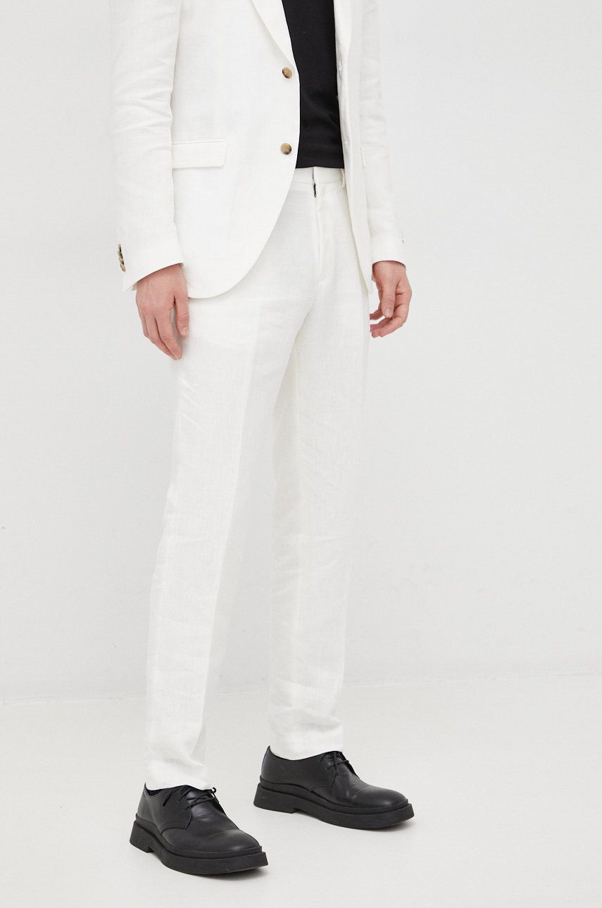 Tiger Of Sweden pantaloni din in barbati, culoarea alb, drept answear.ro