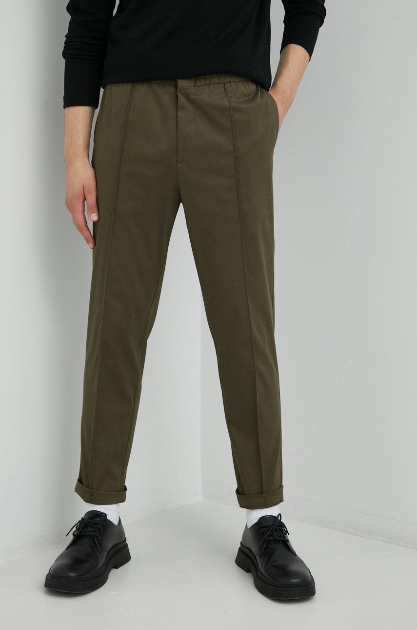 Tiger Of Sweden Pantaloni Sosa Barbati, Culoarea Verde, Cu Fason Chinos