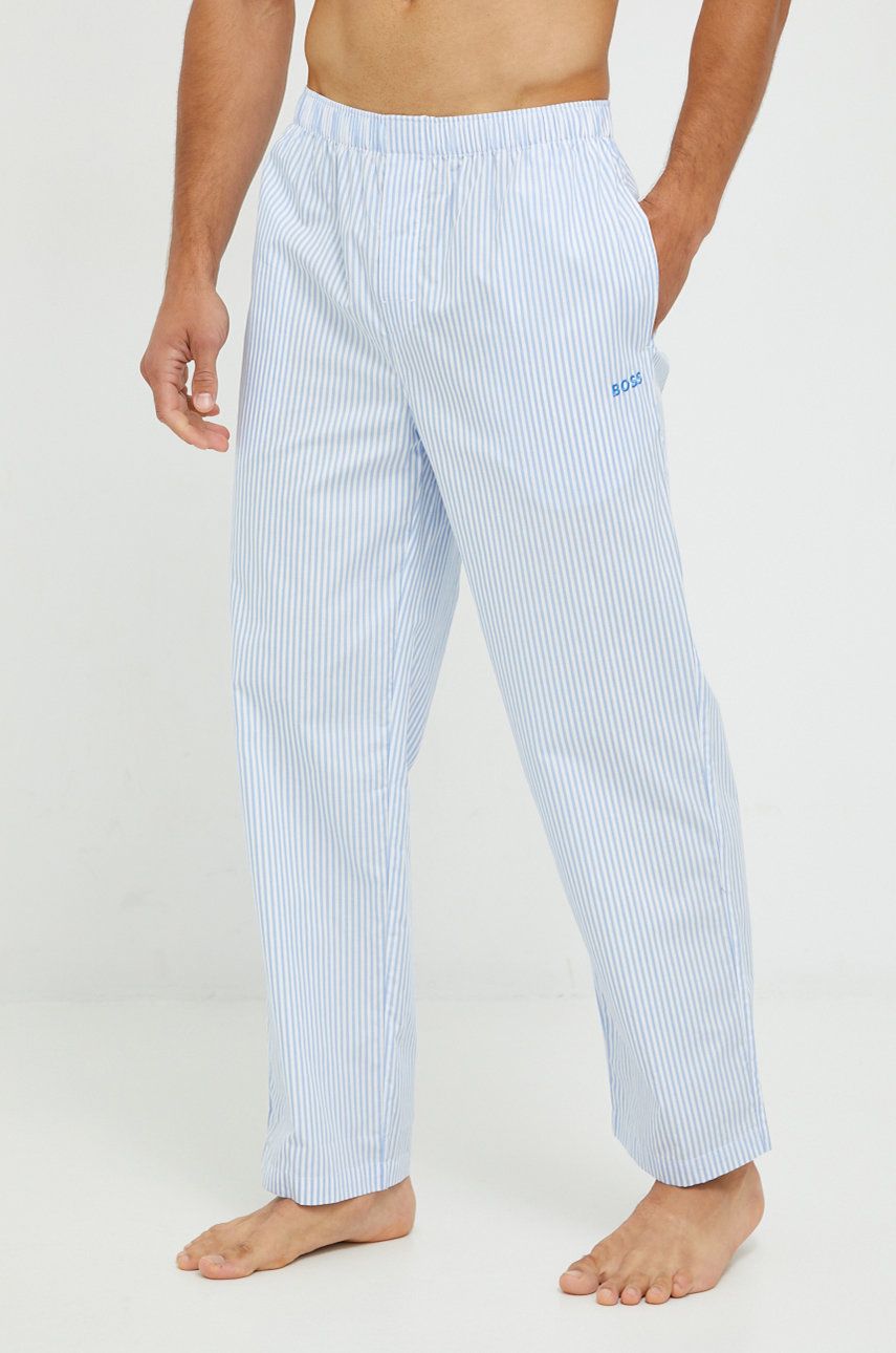 Bavlnené pyžamové nohavice BOSS vzorovaná