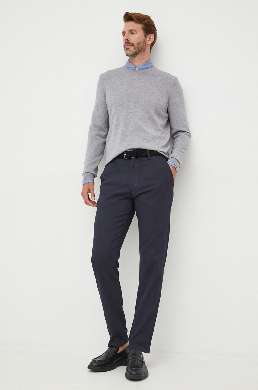 Boss pantaloni boss casual barbati, culoarea albastru marin, cu fason chinos