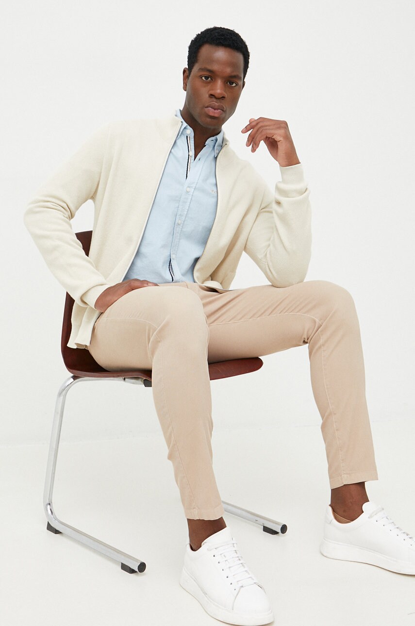 

Брюки BOSS Boss Casual мужские цвет бежевый фасон chinos