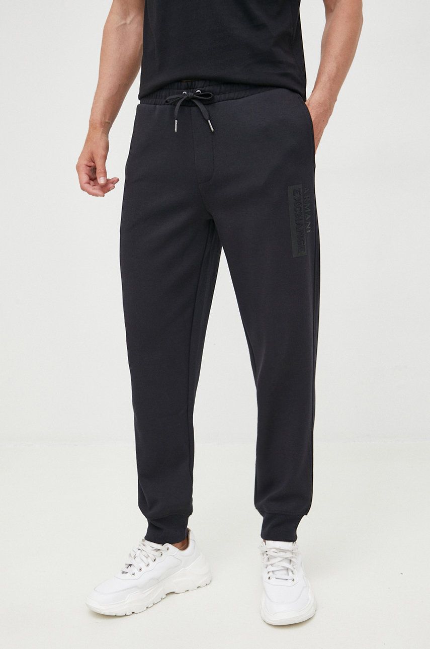 Armani Exchange spodnie dresowe 6LZPBE.ZJCAZ męskie kolor czarny z nadrukiem