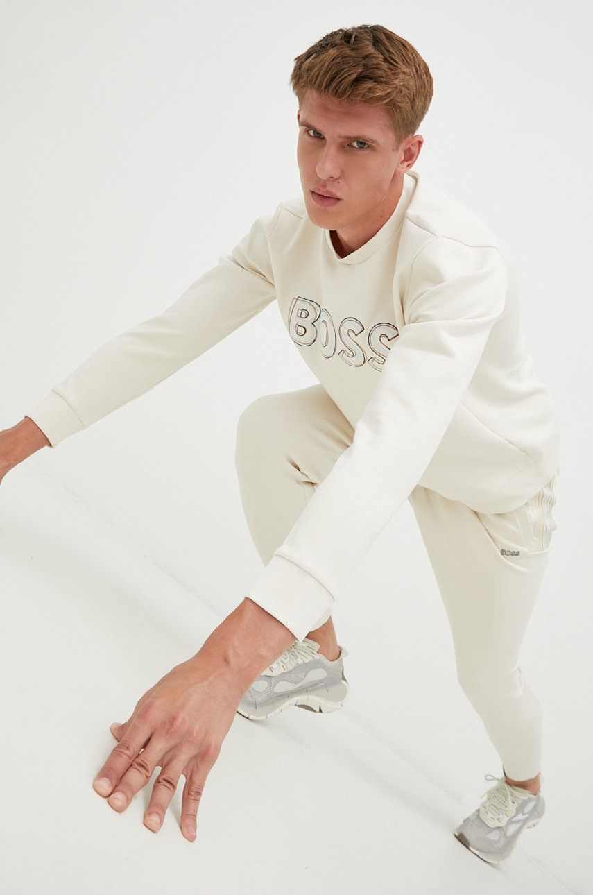 

Спортивні штани BOSS Boss Athleisure чоловічі колір бежевий однотонні