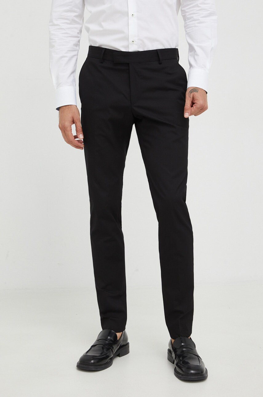 Karl lagerfeld pantaloni barbati, culoarea negru, mulata