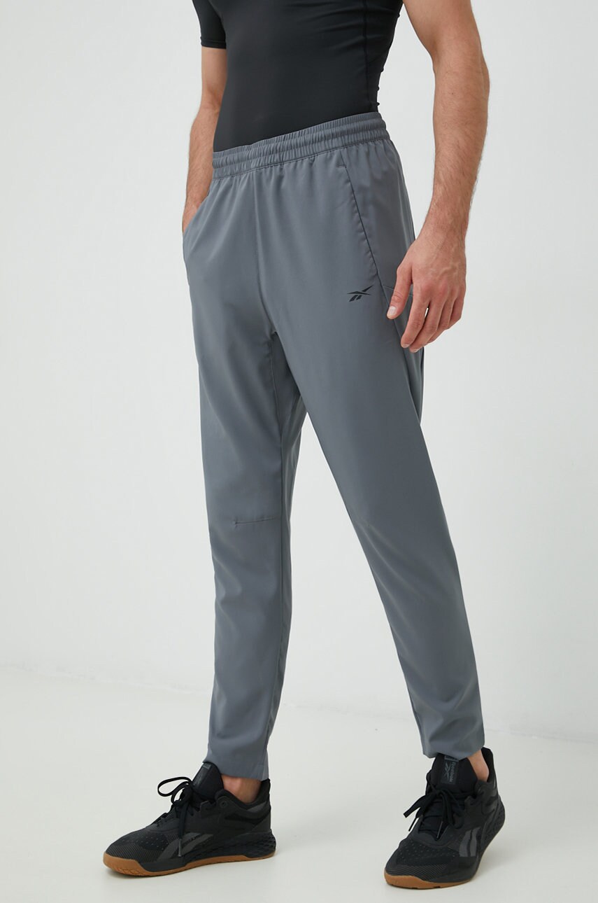 Reebok Pantaloni De Antrenament Workout Ready Barbati, Culoarea Gri, Neted