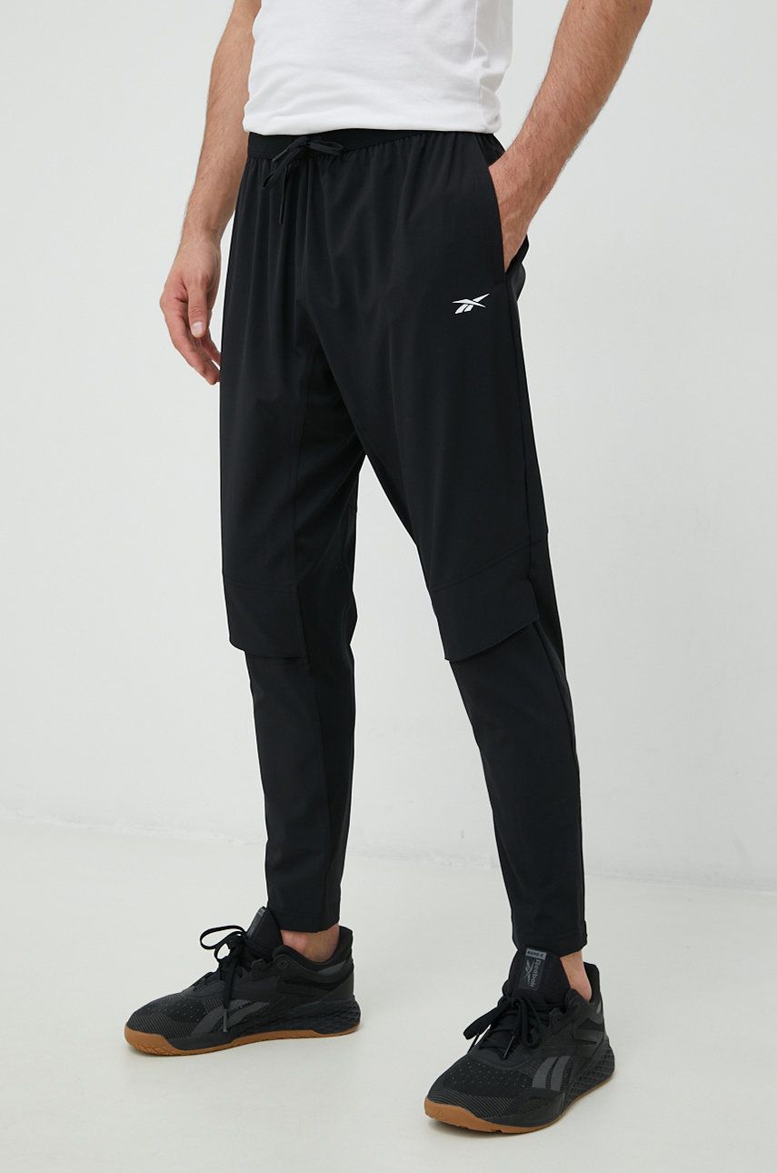 Reebok pantaloni de antrenament United By Fitness barbati, culoarea negru, neted answear.ro imagine noua