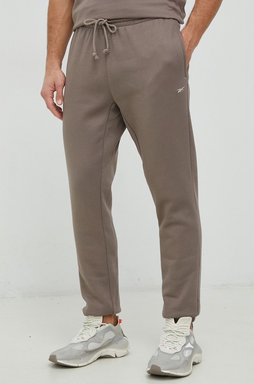 Reebok Classic pantaloni de trening barbati, culoarea maro, neted