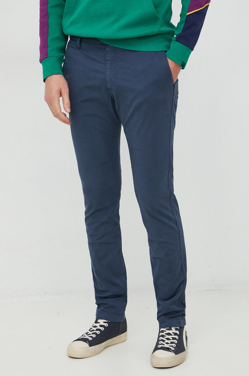 Ps paul smith pantaloni barbati, culoarea albastru marin, cu fason chinos