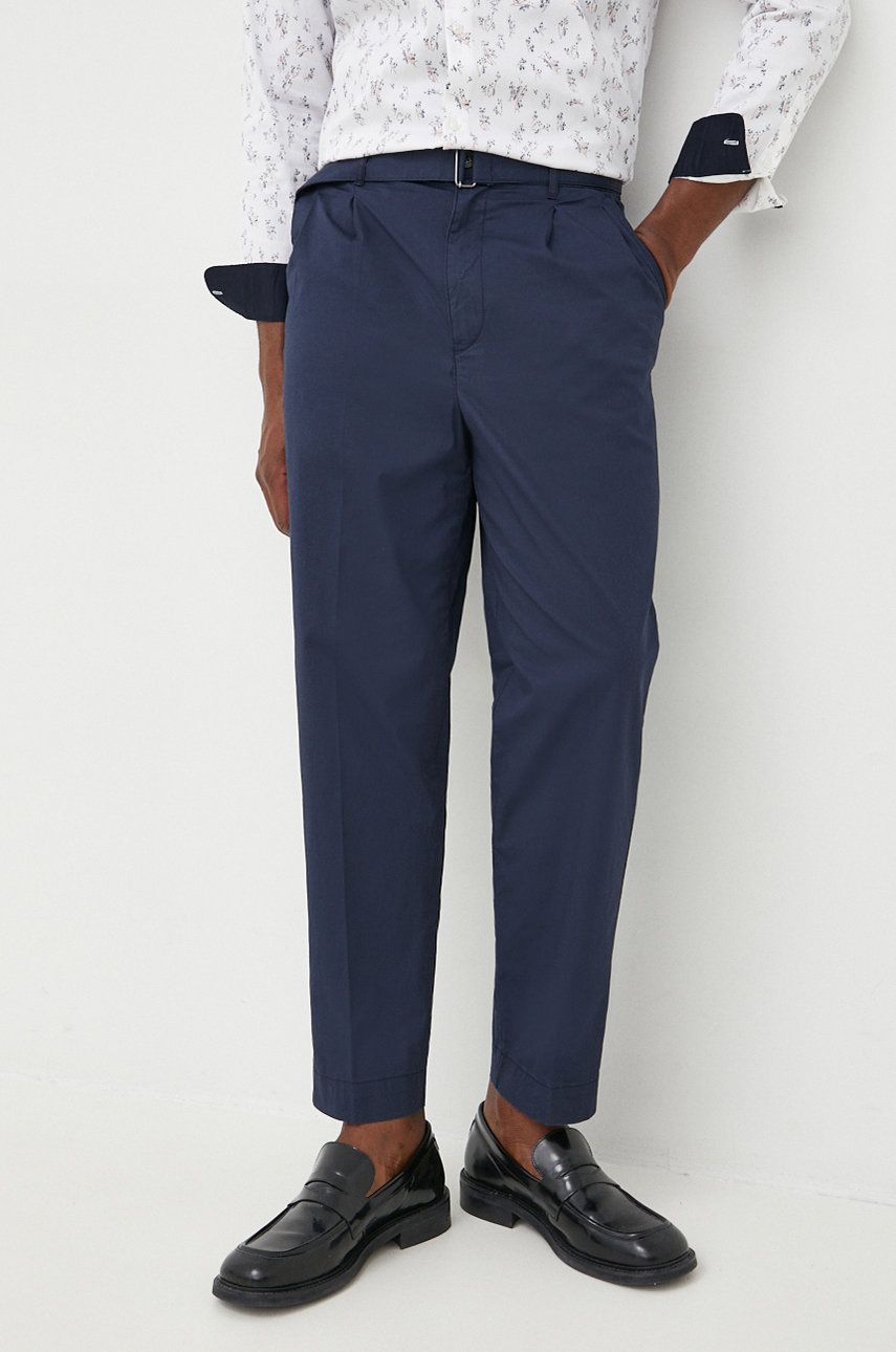 Michael Kors pantaloni barbati, culoarea albastru marin, drept