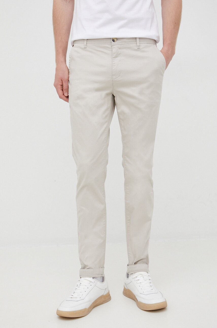 Scotch & soda pantaloni barbati, culoarea bej, cu fason chinos