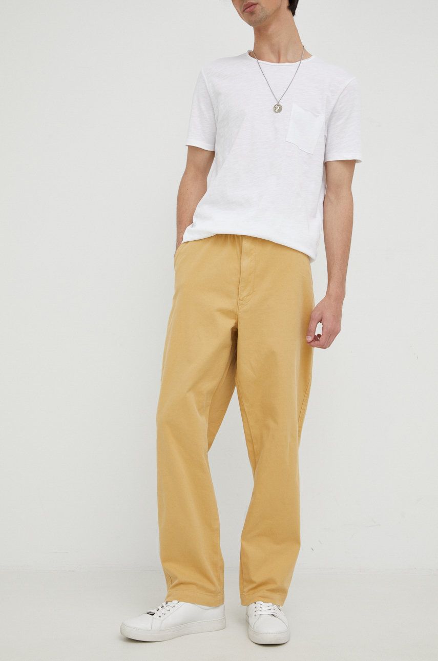E-shop Kalhoty Levi's pánské, béžová barva, ve střihu chinos