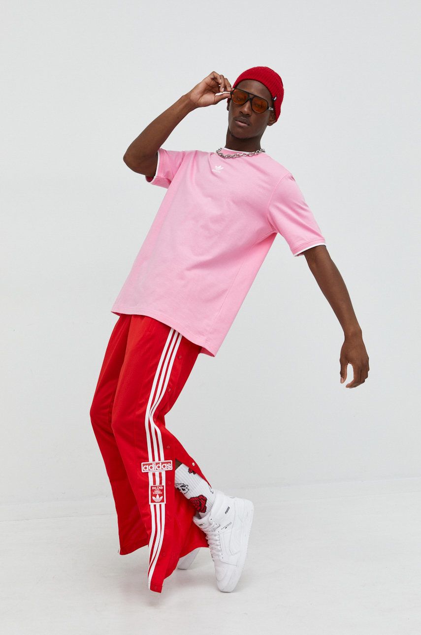 adidas Originals pantaloni de trening barbati, culoarea rosu, cu imprimeu