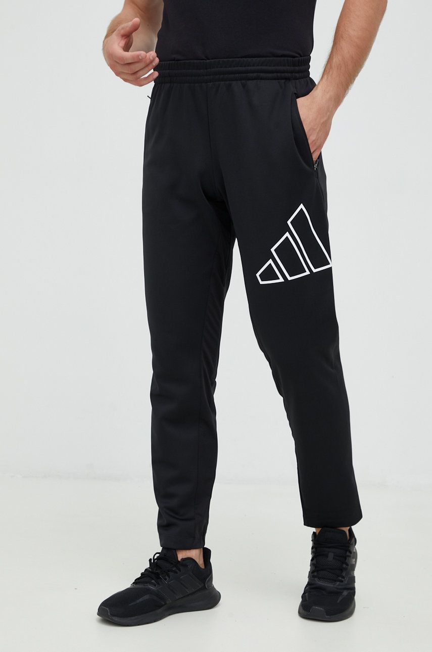 Levně Tréninkové kalhoty adidas Performance Training Icon pánské, černá barva, s potiskem