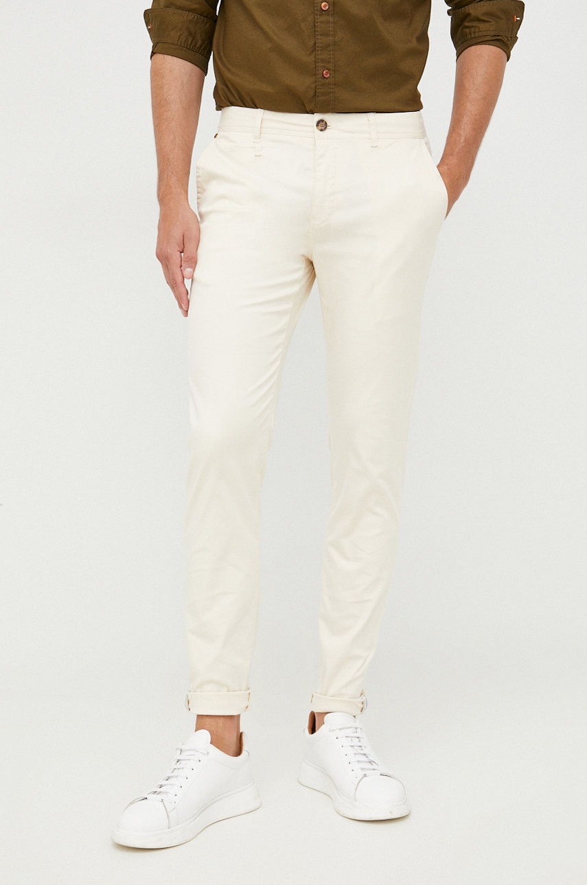 

Штани Scotch & Soda чоловічі колір бежевий фасон chinos