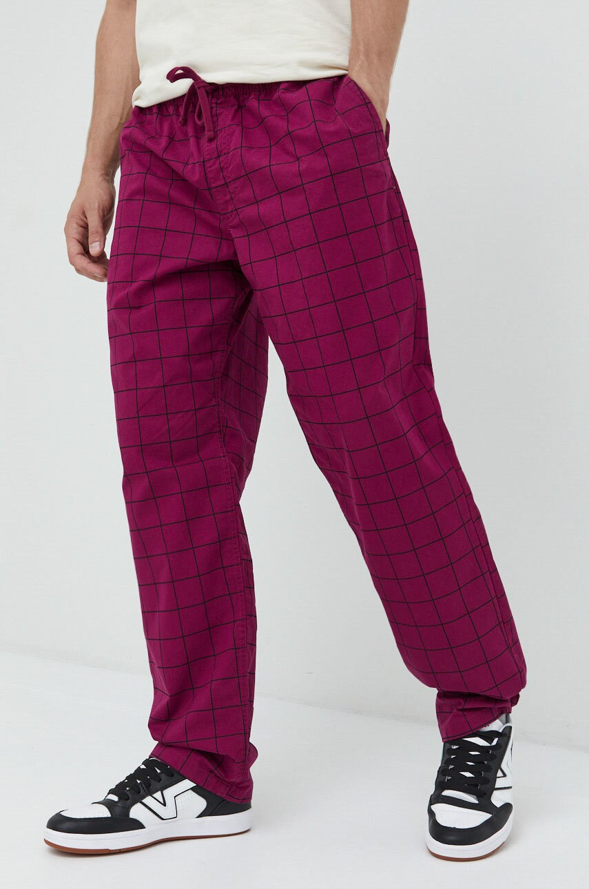 Vans pantaloni de bumbac barbati, culoarea violet, drept