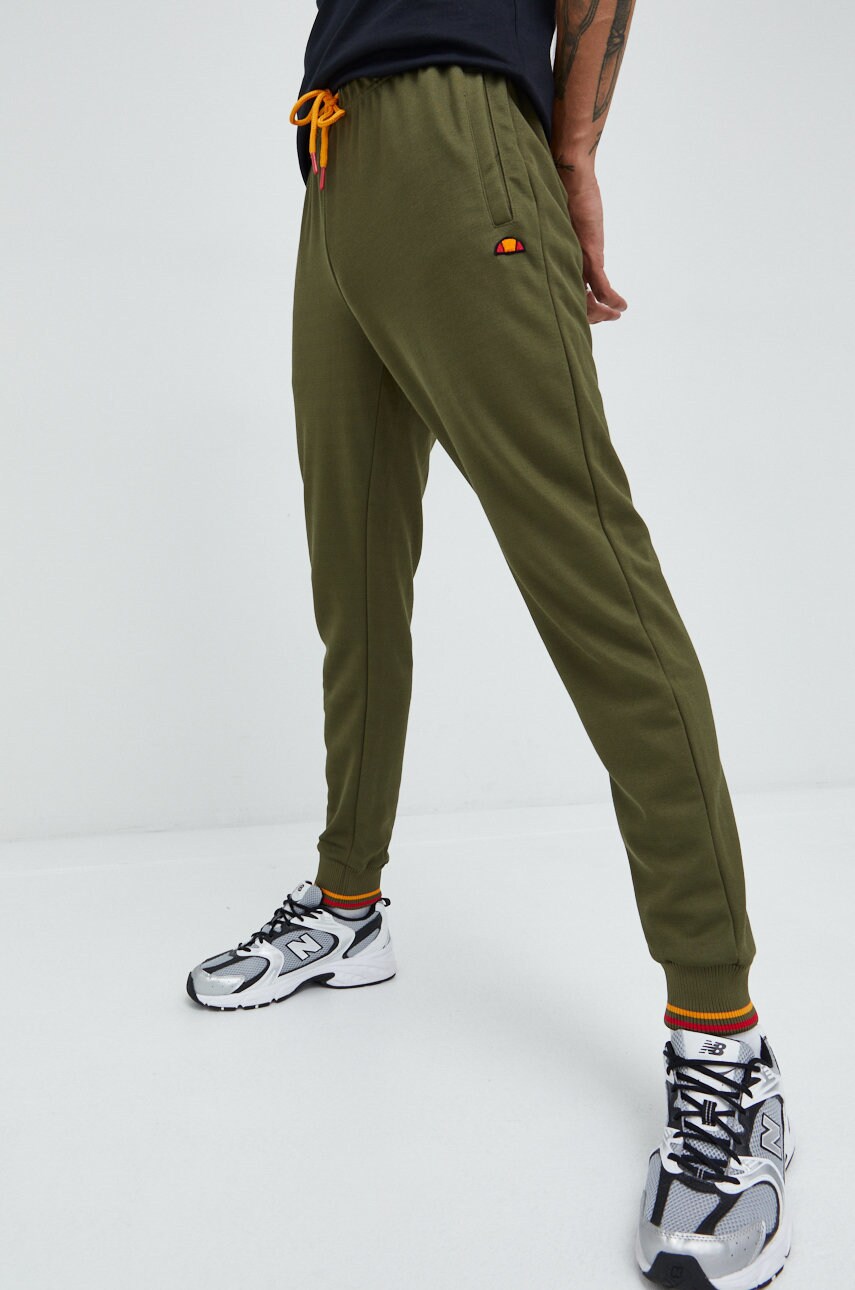 Ellesse pantaloni de trening barbati, culoarea verde, neted