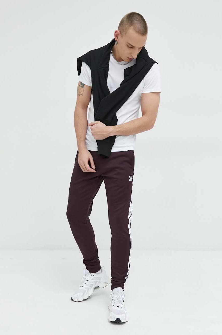 Adidas Originals pantaloni de trening barbati, culoarea bordo, neted