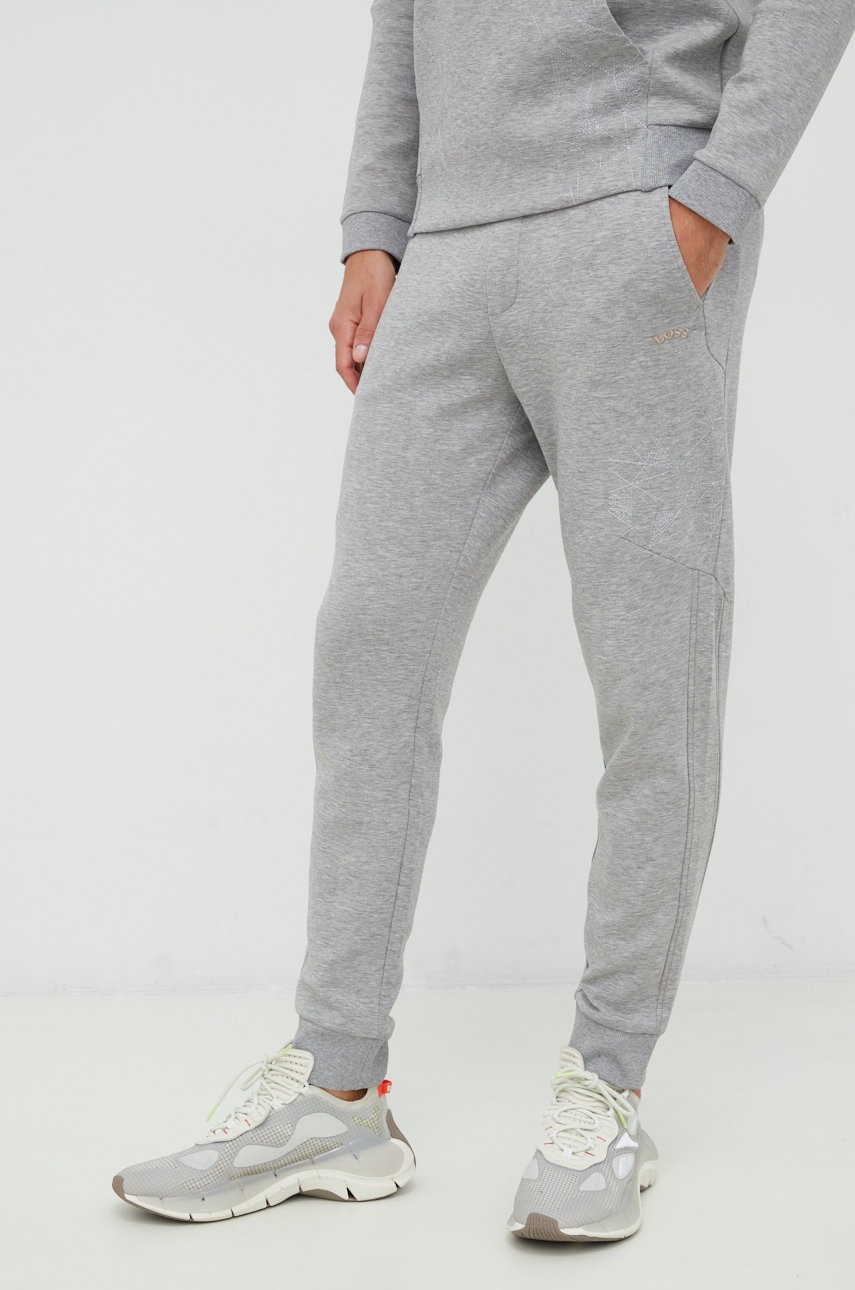 

Спортивные штаны BOSS Boss Athleisure мужские цвет серый с аппликацией
