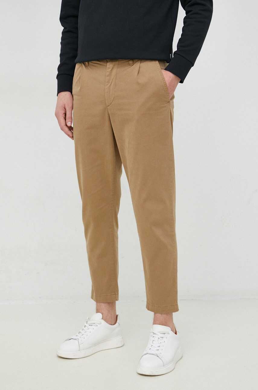 

Штани BOSS Boss Casual чоловічі колір бежевий фасон chinos