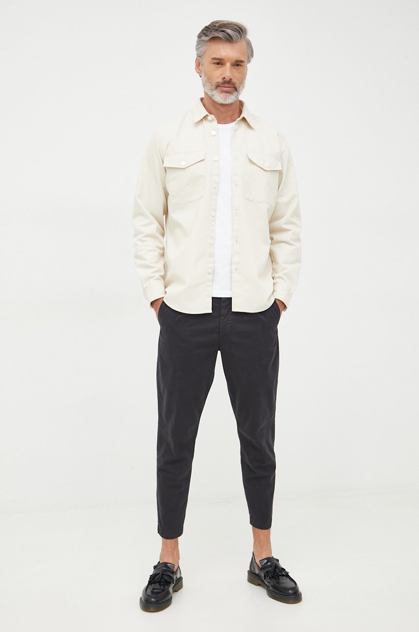 Boss pantaloni boss casual barbati, culoarea negru, mulata