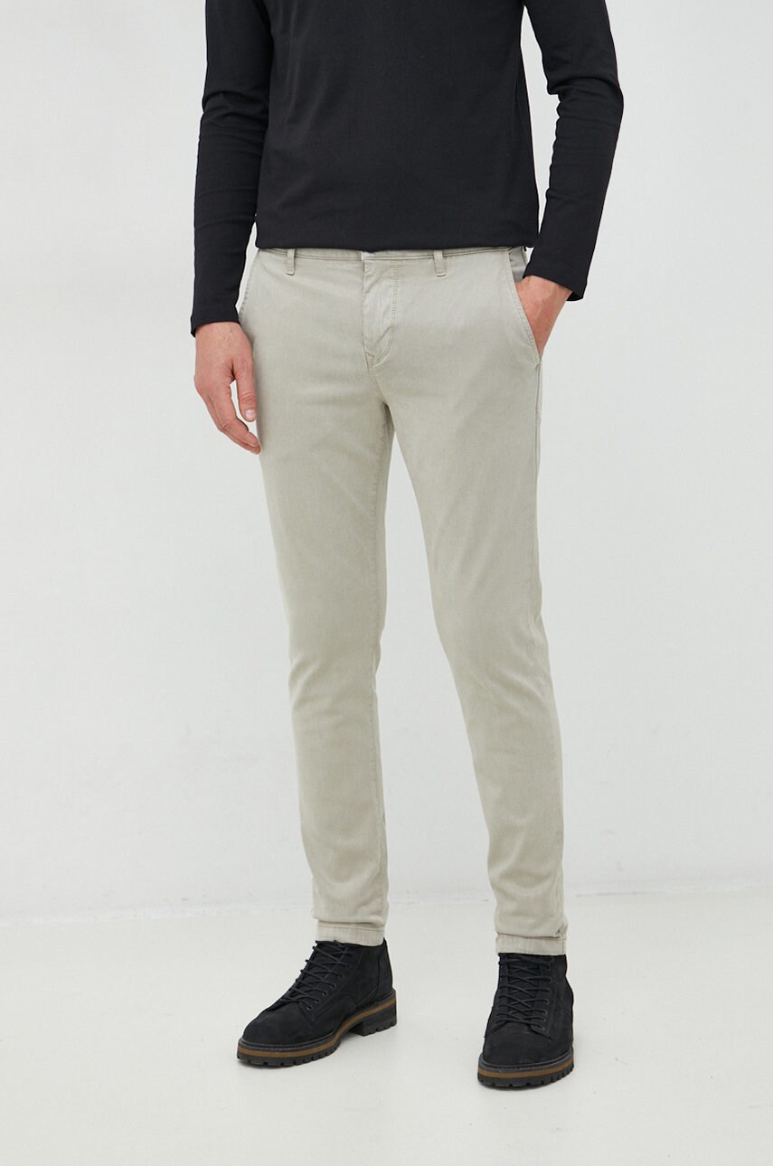 Boss pantaloni boss casual barbati, culoarea gri, drept
