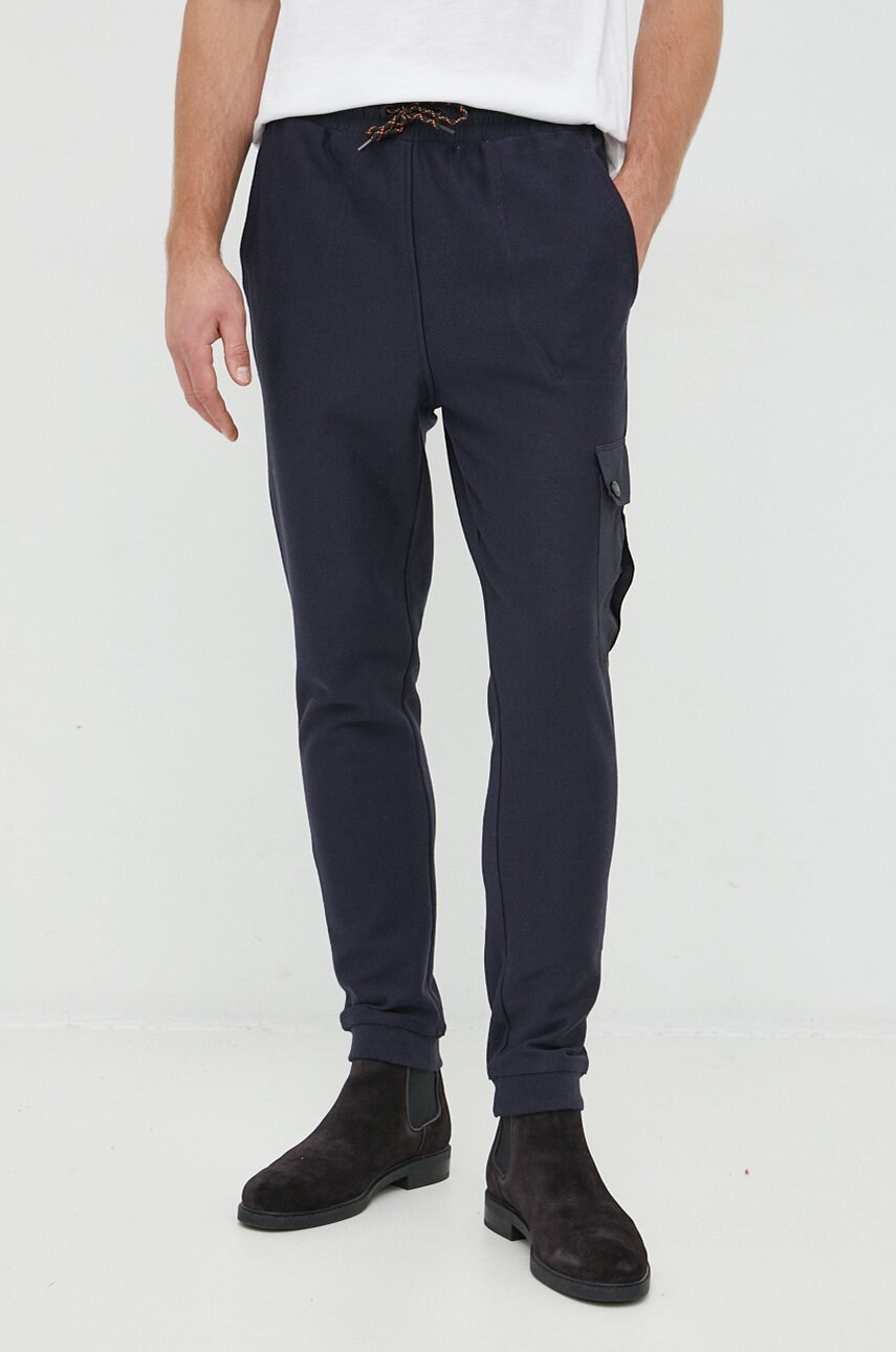Boss pantaloni de trening boss casual barbati, culoarea albastru marin, neted