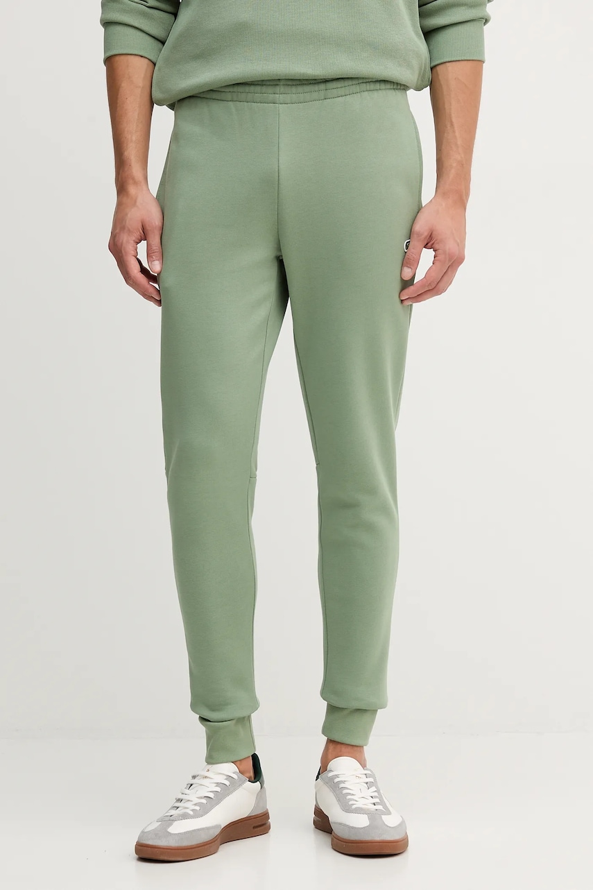 Lacoste pantaloni de trening culoarea bej, neted