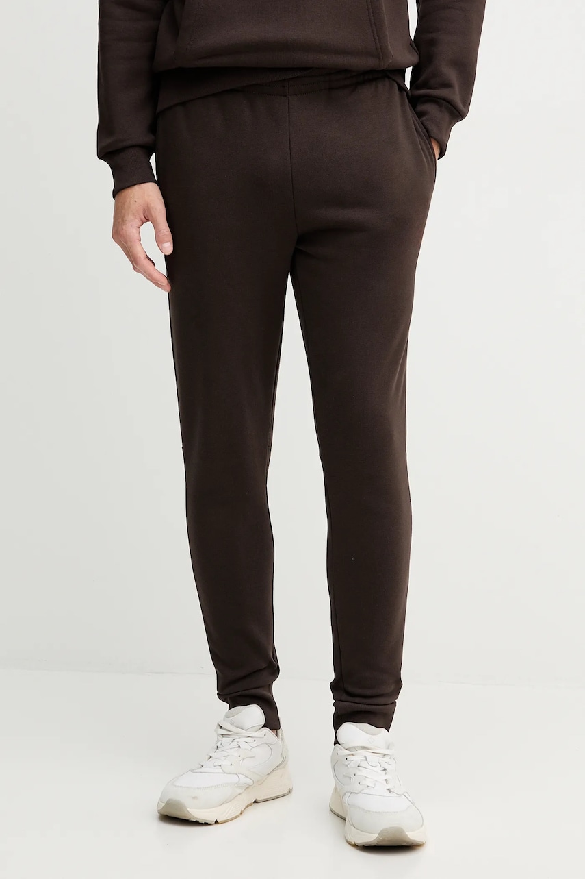 Lacoste pantaloni de trening culoarea bej, neted
