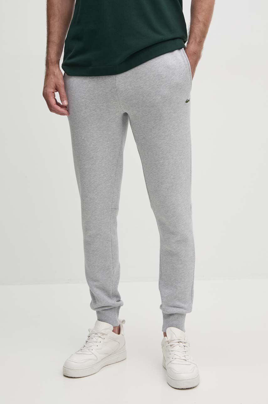 Lacoste pantaloni de trening barbati, culoarea gri, neted