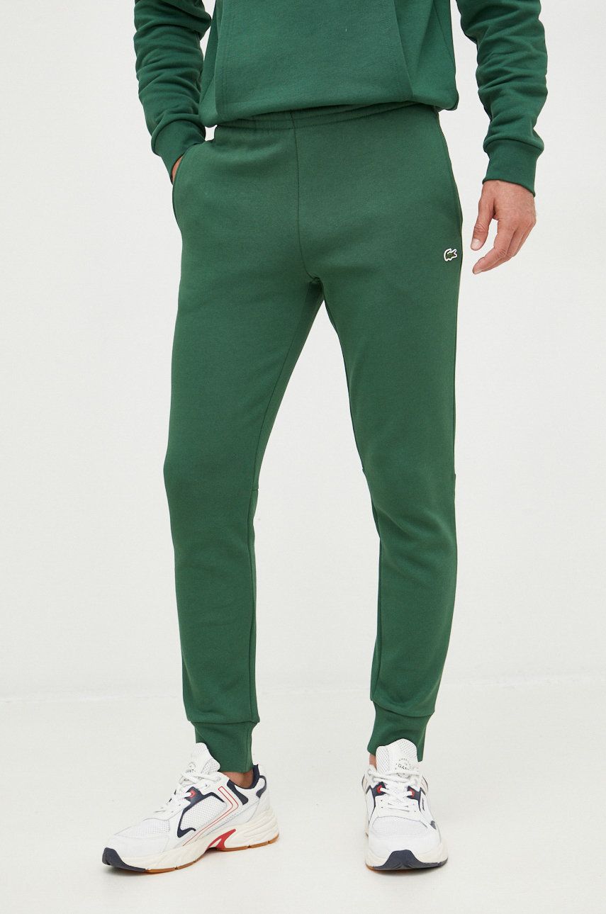 Lacoste pantaloni de trening bărbați, culoarea verde, uni XH9624-132