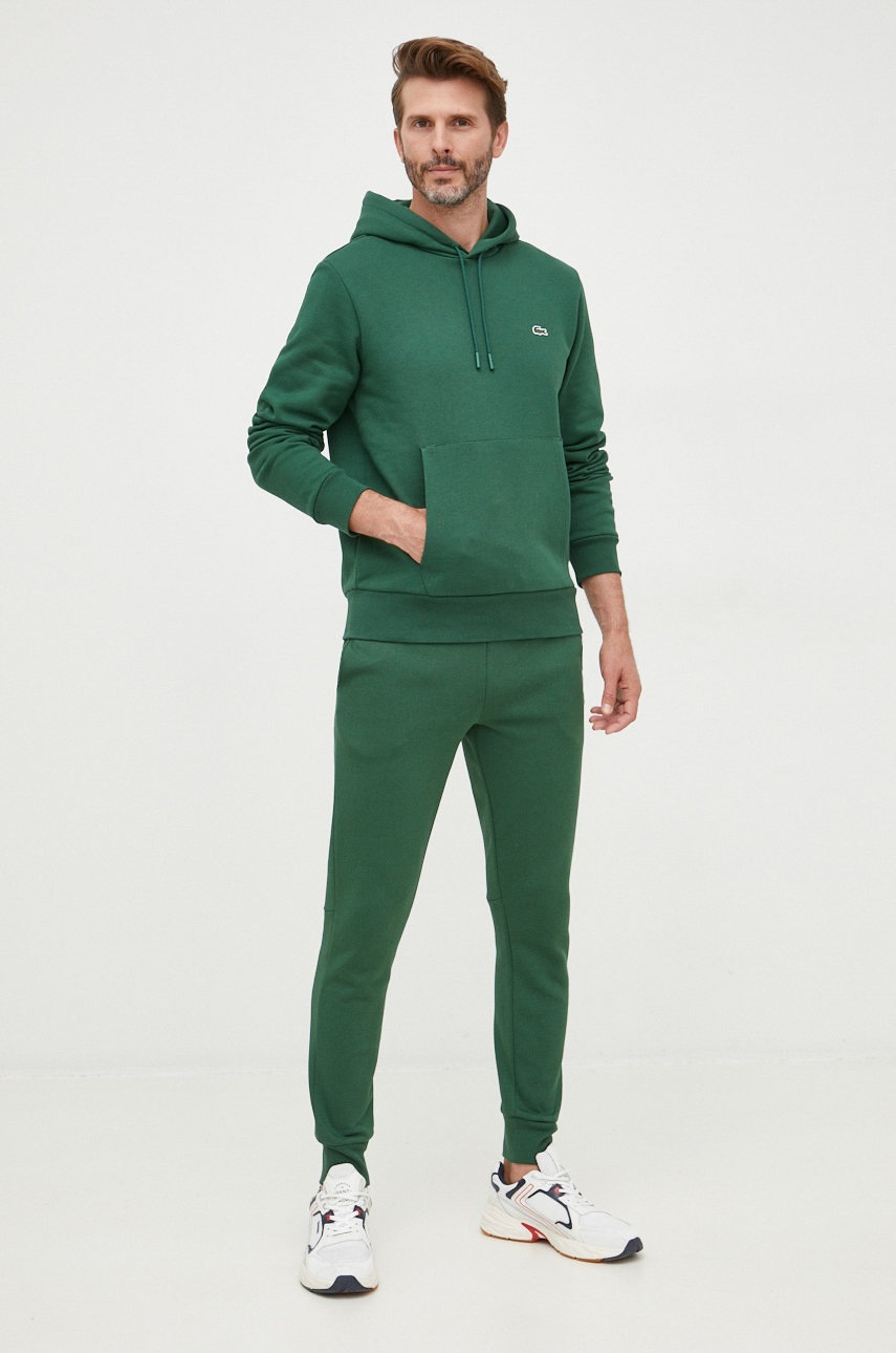 

Спортивні штани Lacoste чоловічі колір зелений однотонні
