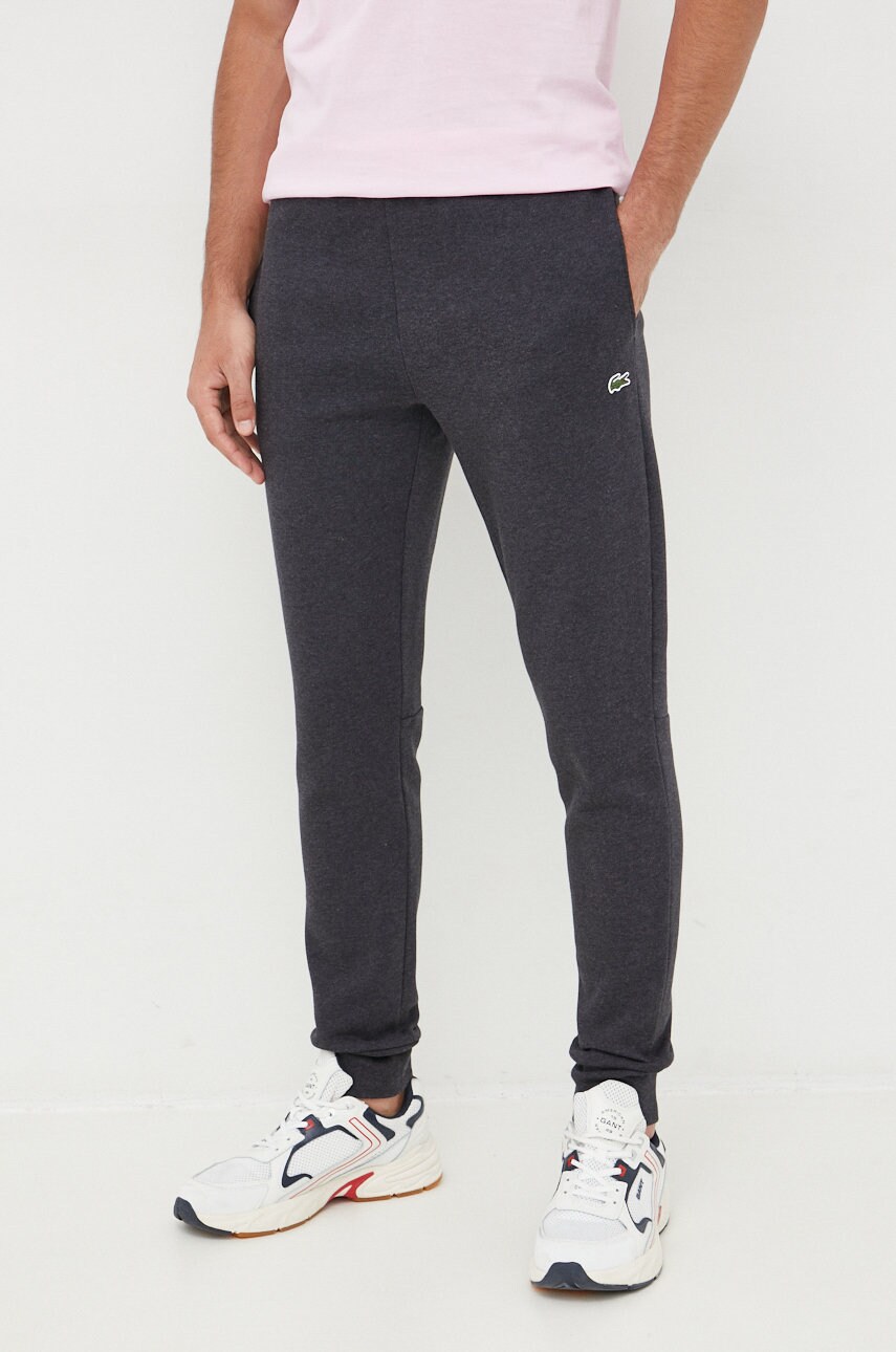 Lacoste pantaloni de trening barbati, culoarea gri, neted