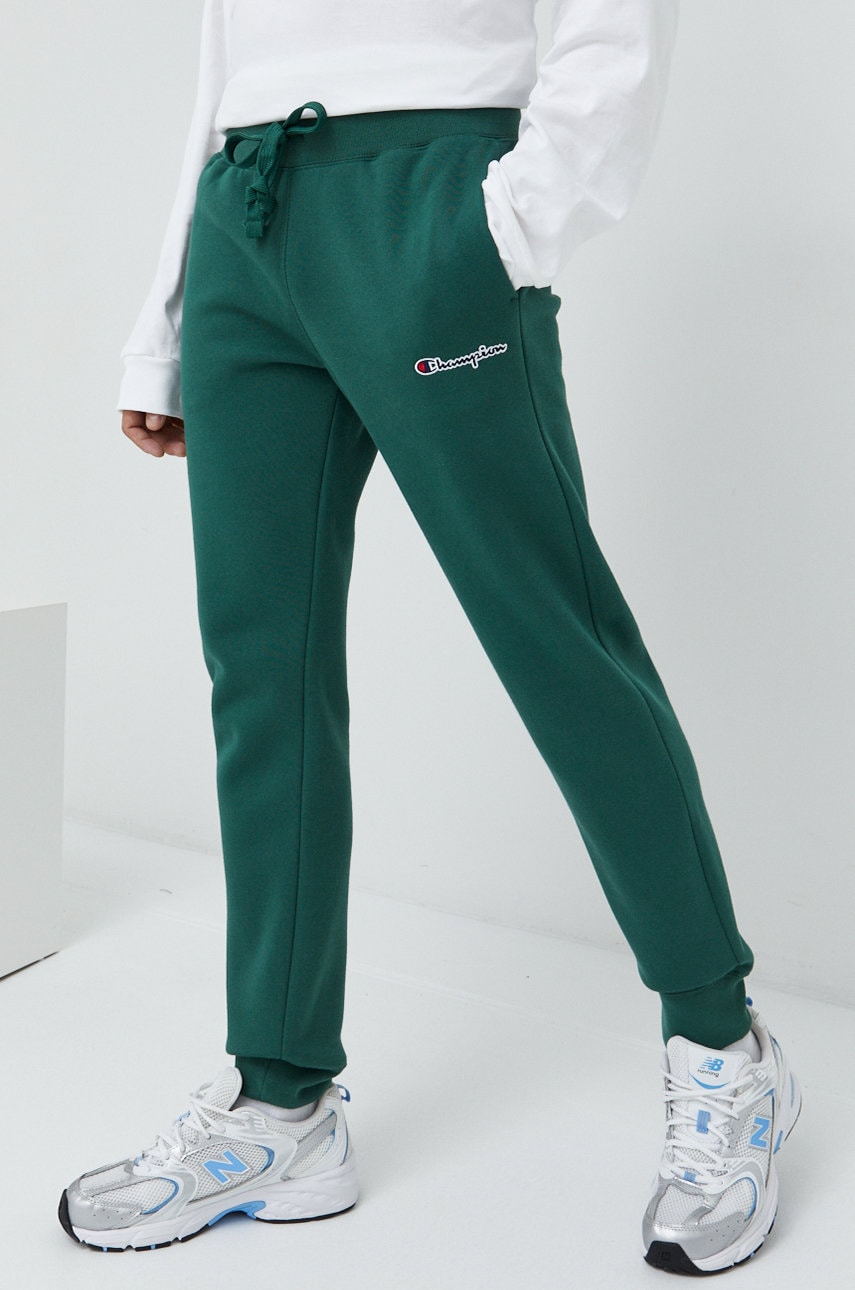 Champion pantaloni de trening barbati, culoarea verde, neted