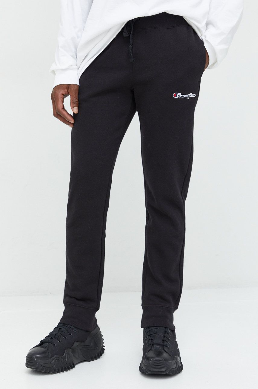 Champion pantaloni de trening barbati, culoarea negru, neted 217867-SLI