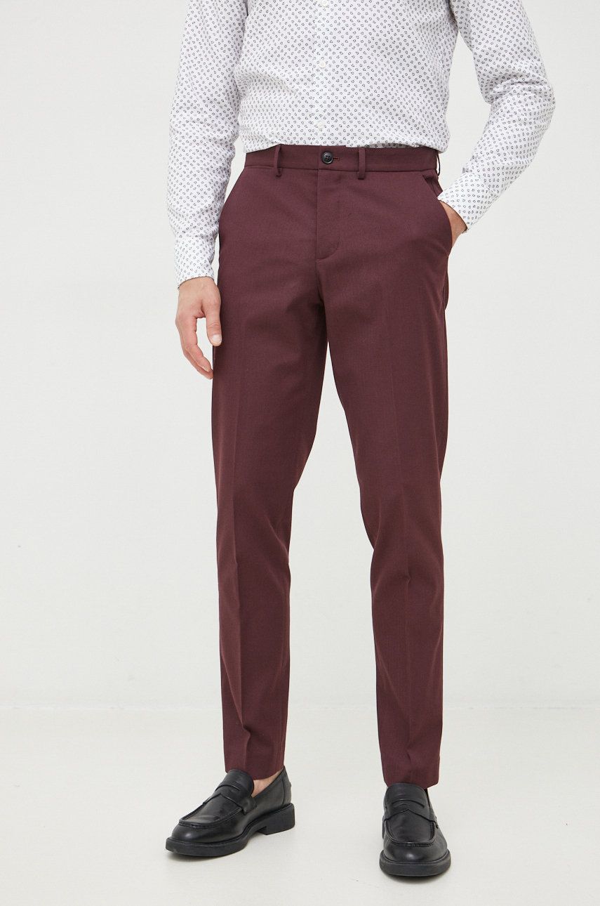 Sisley Pantaloni Barbati, Culoarea Bordo, Mulata