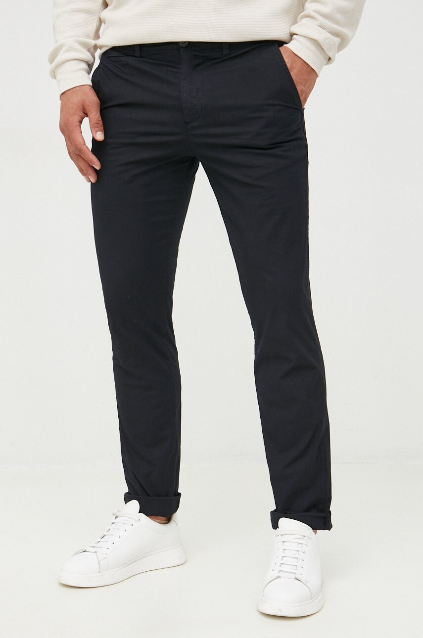 United colors of benetton pantaloni barbati, culoarea negru, drept