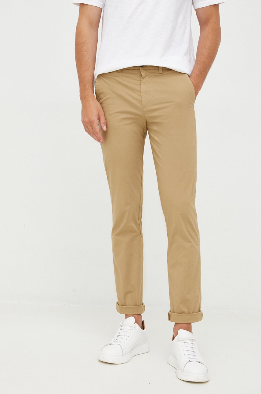 United Colors Of Benetton Pantaloni Barbati, Culoarea Bej, Cu Fason Chinos