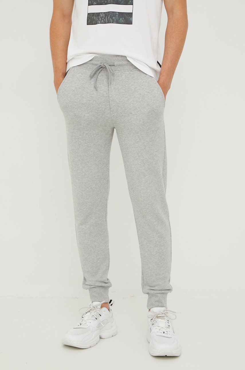 United colors of benetton pantaloni de trening din bumbac barbati, culoarea gri, neted