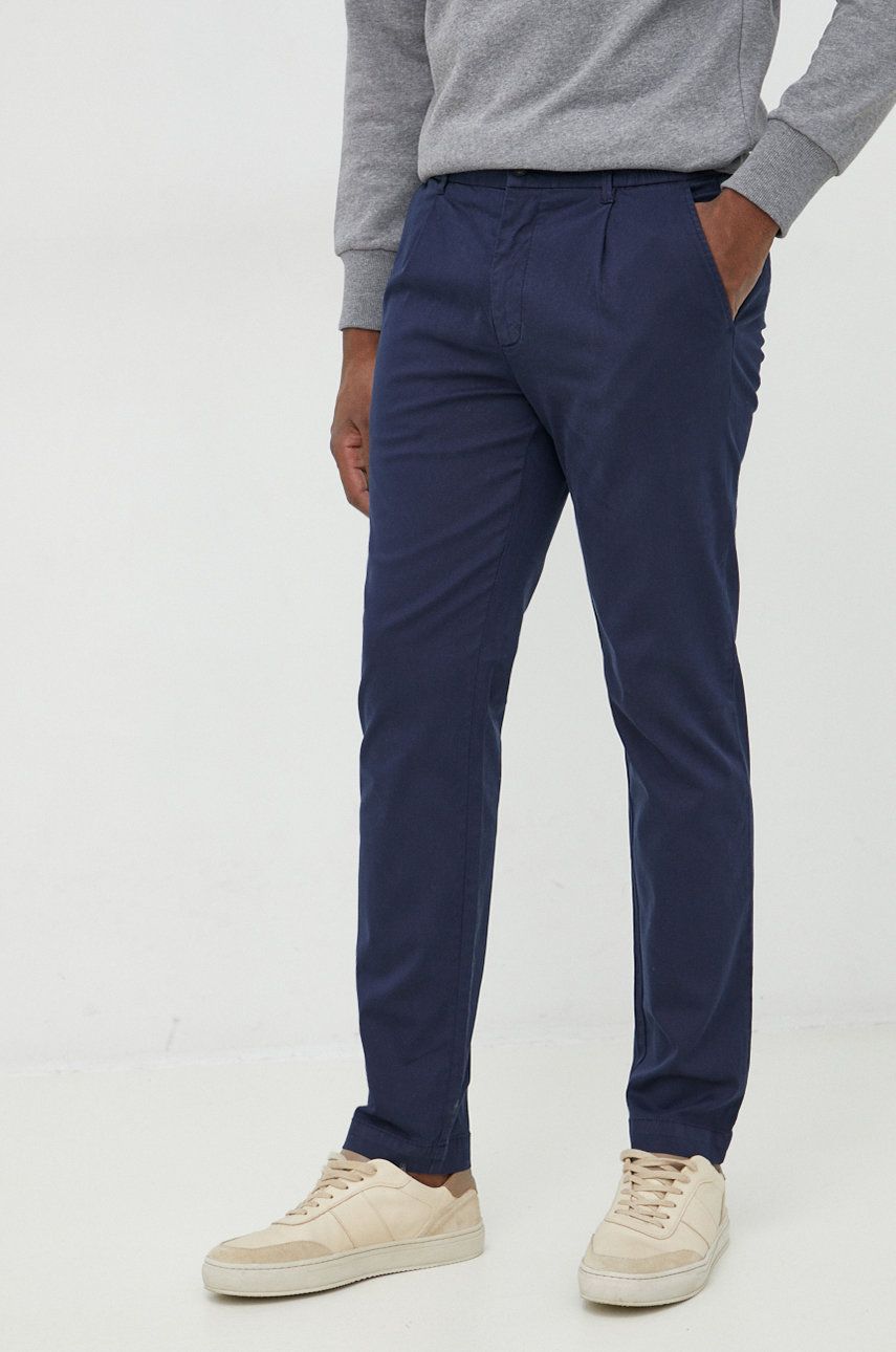 Kalhoty United Colors of Benetton pánské, tmavomodrá barva, jednoduché - námořnická modř -  97%