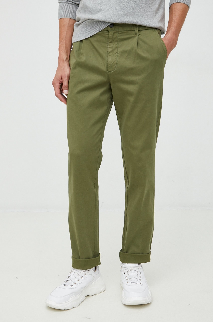 United Colors of Benetton pantaloni barbati, culoarea verde, drept