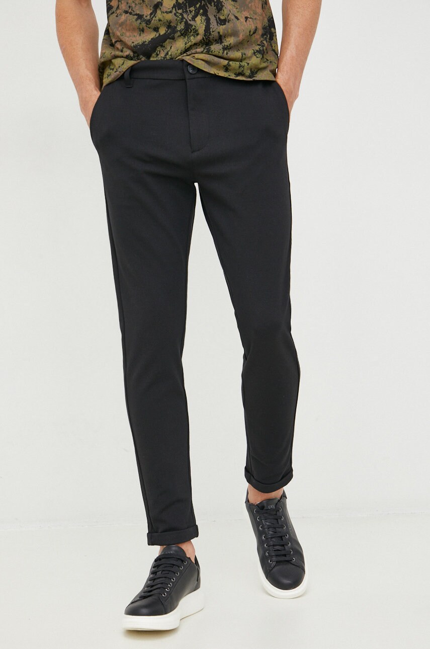 Lindbergh pantaloni barbati, culoarea negru, mulata