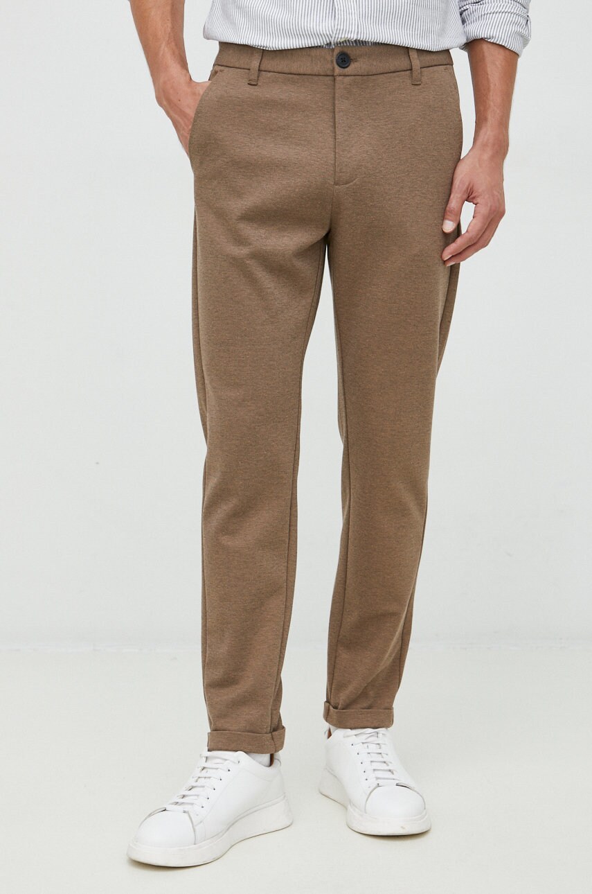 Lindbergh pantaloni barbati, culoarea bej, mulata