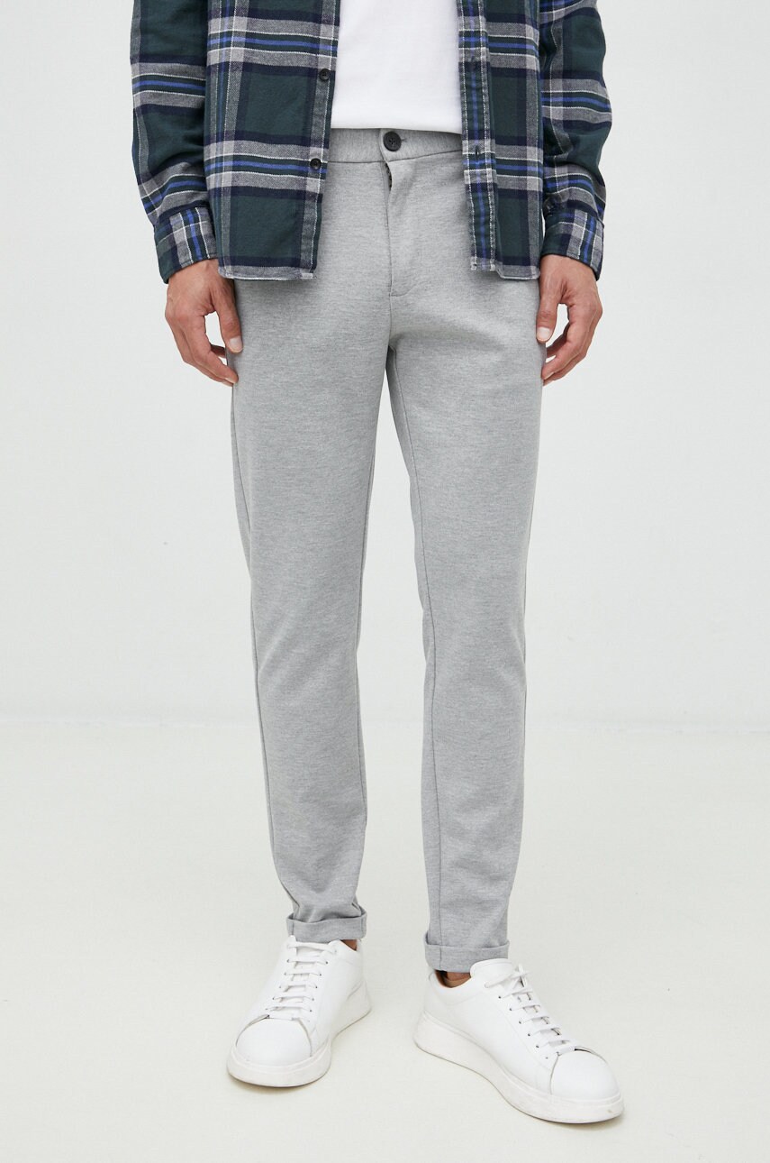 Lindbergh pantaloni barbati, culoarea gri, drept