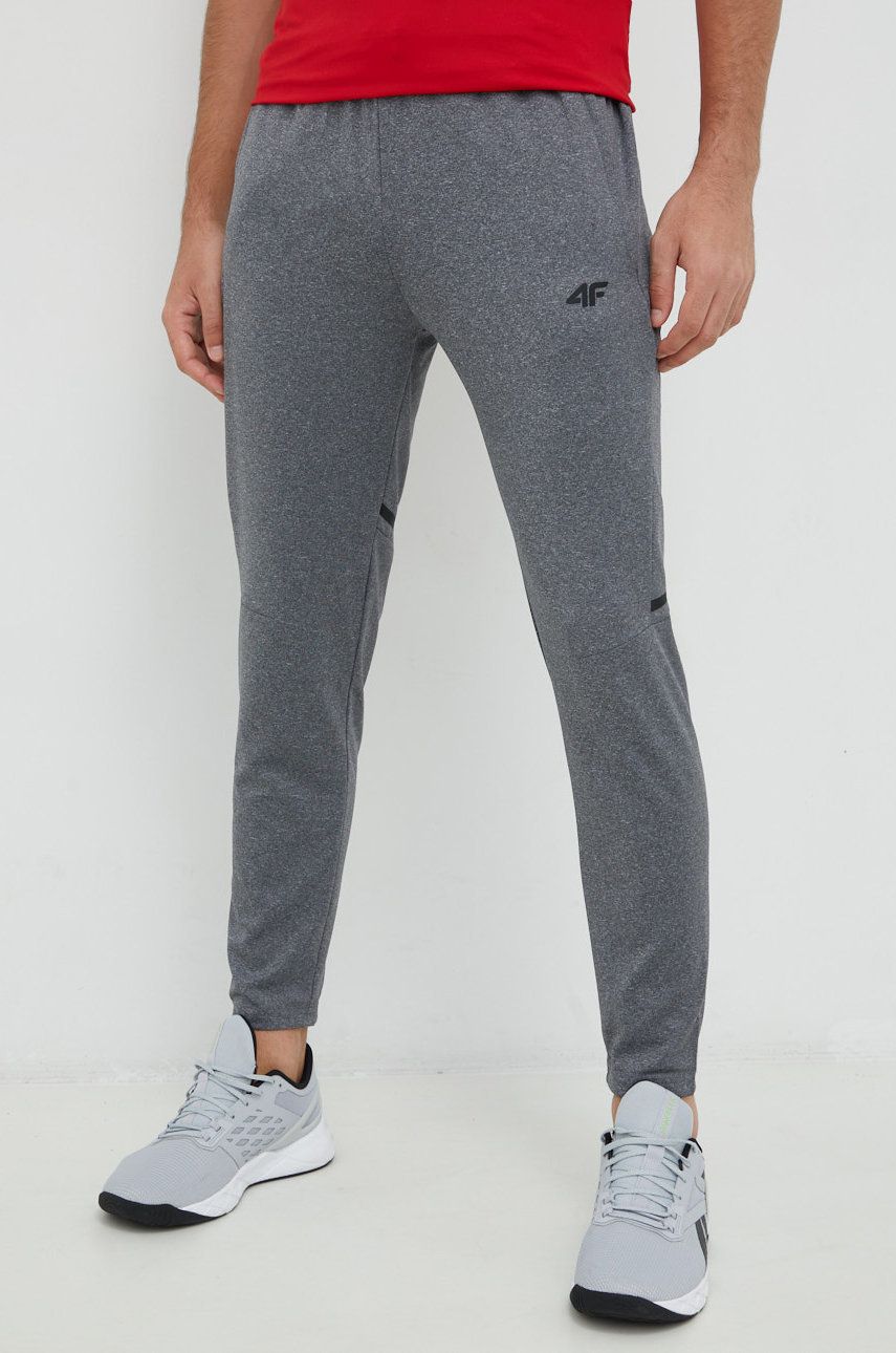 4F pantaloni de antrenament barbati, culoarea gri, neted
