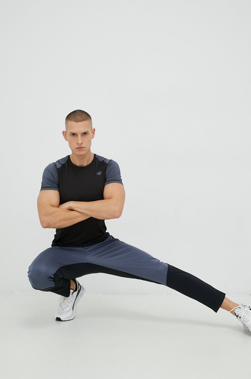 4f pantaloni de alergare barbati, culoarea albastru marin, modelator